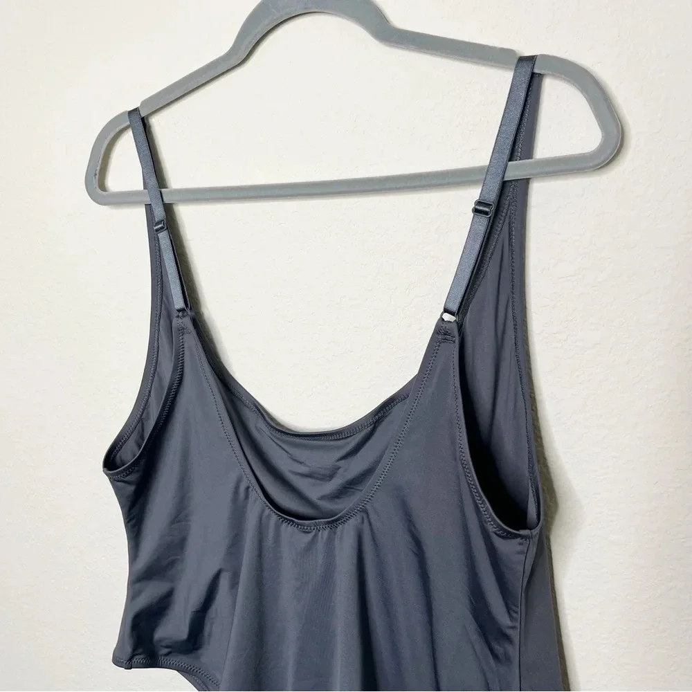 SKIMS Swim Scoop Neck One Piece Swimsuit in Gunmetal‎